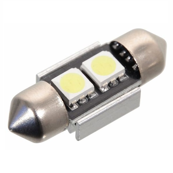 Led autožárovka 2 SMD LED 12V suf. SV8.5 32mm s rezistorem CAN-BUS ready bílá