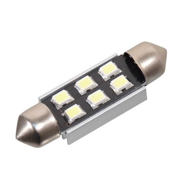 Led autožárovka 6 SMD LED 12V suf. SV8.5 38mm s rezistorem CAN-BUS bílá