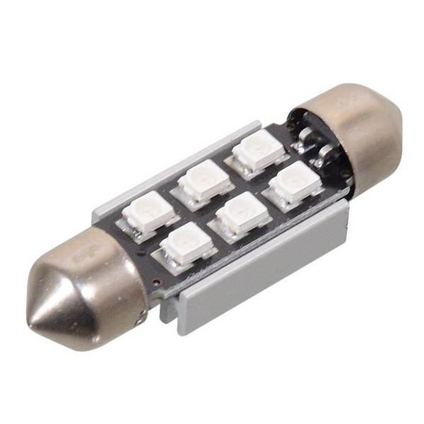 Led autožárovka 6 SMD LED 12V suf. SV8.5 38mm s rezistorem CAN-BUS modrá