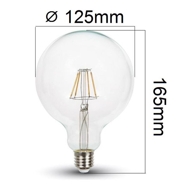 Retro LED žárovka E27 4W 320lm G125 teplá, filament, ekvivalent 30W
