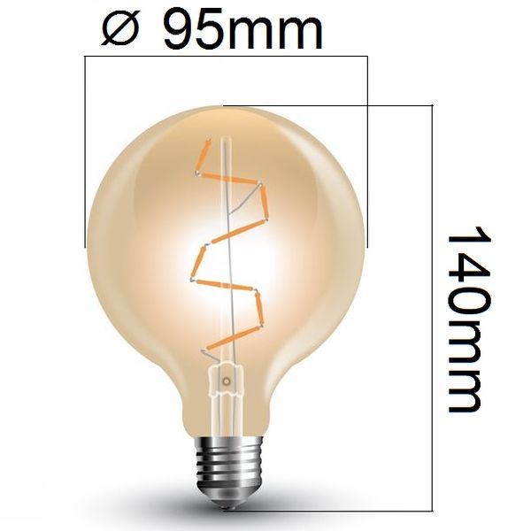 Retro LED žárovka E27 4W 400lm G95 extra teplá, filament, ekvivalent 40W