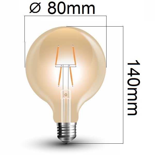 Retro LED žárovka E27 4W 400lm G80 extra teplá, filament, ekvivalent 40W