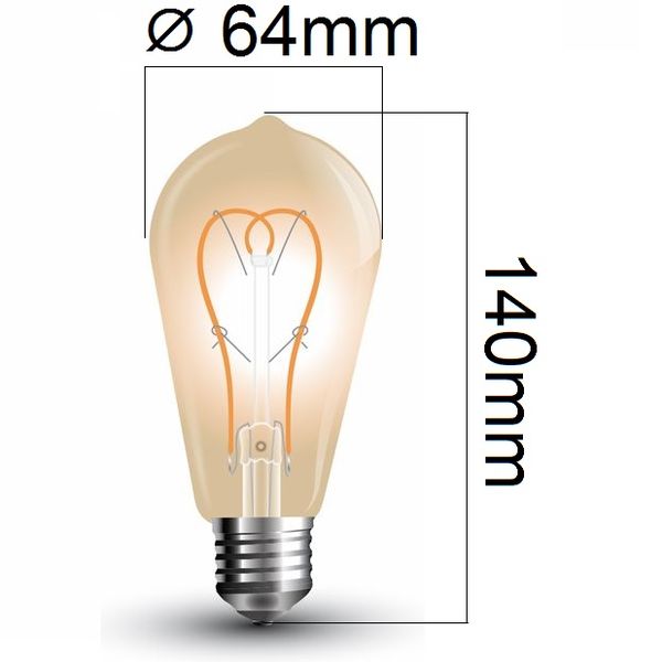 Retro LED žárovka E27 5W 300lm extra teplá, filament, ekvivalent 30W