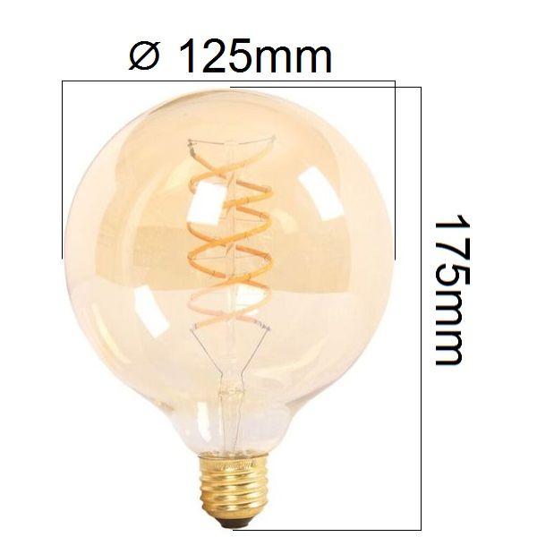 Retro LED žárovka E27 6W 480lm G125 extra teplá, filament, ekvivalent 50W