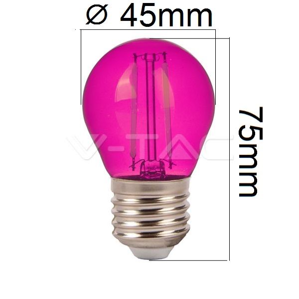 Retro barevná LED žárovka E27 2W 60lm fialová, filament, ekvivalent 10W