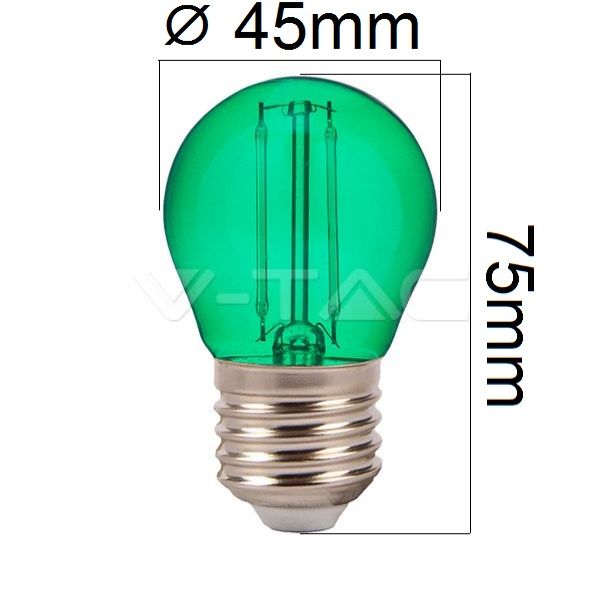 Retro barevná LED žárovka E27 2W 60lm zelená, filament, ekvivalent 10W