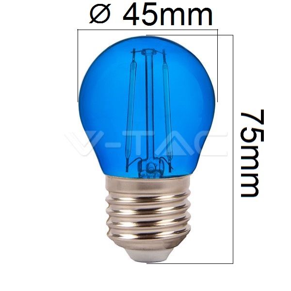 Retro barevná LED žárovka E27 2W 60lm modrá, filament, ekvivalent 10W