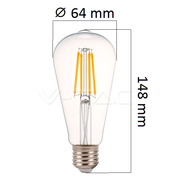 Stmívatelná retro LED žárovka E27 4W 490lm teplá, filament, ekvivalent 35W