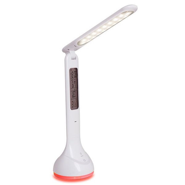 Nabíjecí stmívatelná LED stolní lampička s displejem, 6W denní světlo, RGB podstavec