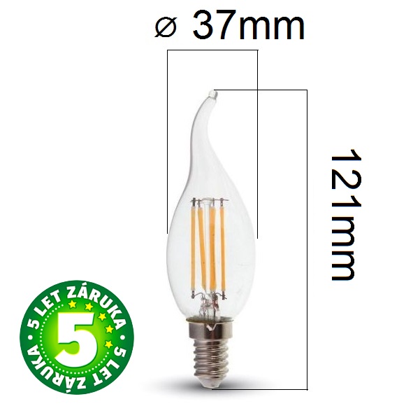 Prémiová retro LED žárovka E14 SAMSUNG čipy 4W 400lm teplá, filament