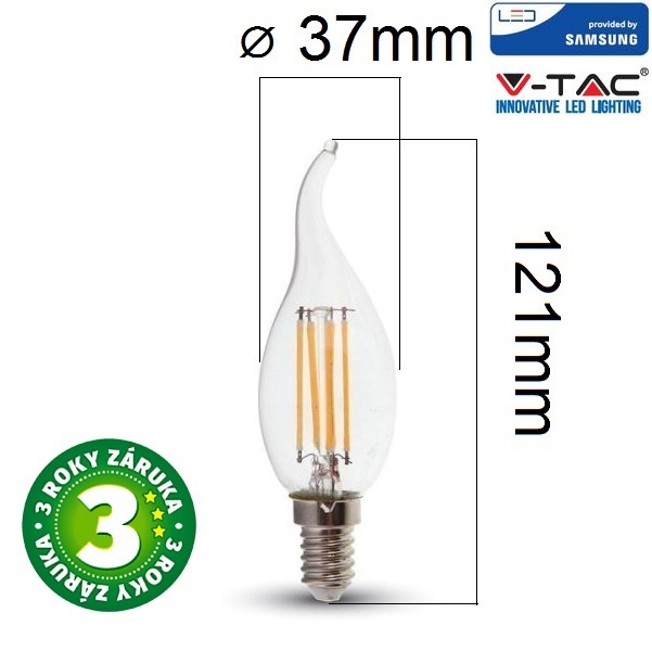 Prémiová retro LED žárovka E14 SAMSUNG čipy 4W 400lm teplá, filament
