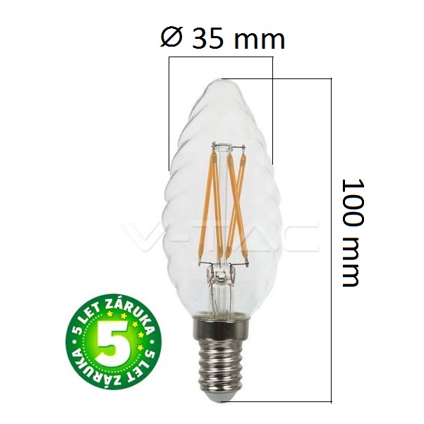 Prémiová retro LED žárovka E14 SAMSUNG čipy 4W 400lm teplá, filament