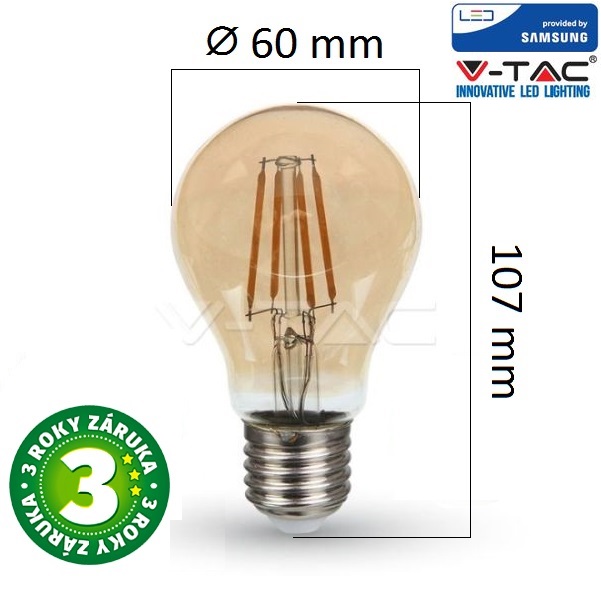 Prémiová retro LED žárovka E27 SAMSUNG čipy 4W 350lm extra teplá, filament