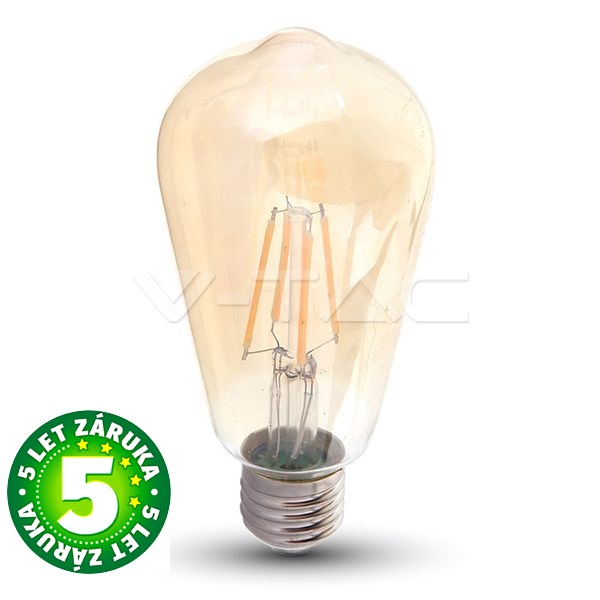 Prémiová retro LED žárovka E27 SAMSUNG čipy 6W 725lm teplá, filament