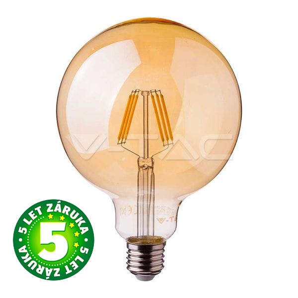 Prémiová retro LED žárovka E27 SAMSUNG čipy 6W 725lm G95 teplá, filament