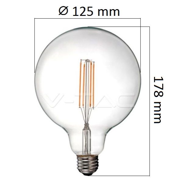 Retro LED žárovka E27 12,5W 1550lm G125 teplá, filament, ekvivalent 100W