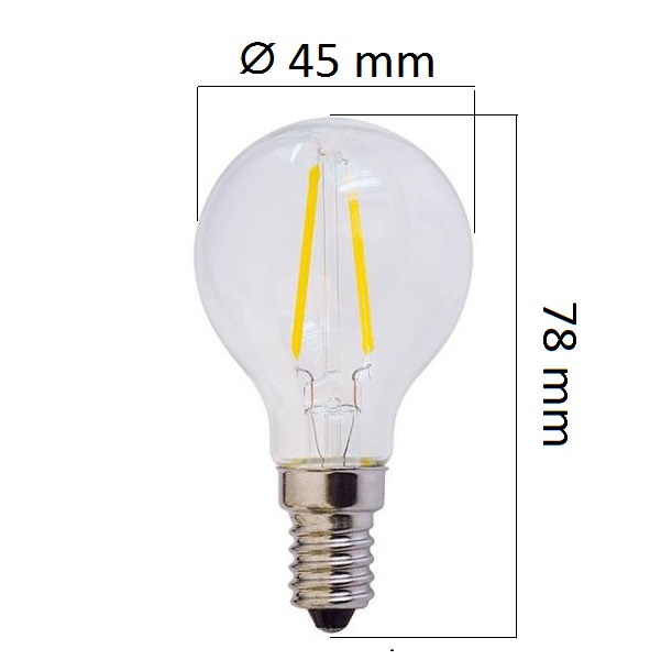 Retro  LED žárovka E14 4W 400lm G45, studená, filament, ekvivalent  32W DOPRODEJ