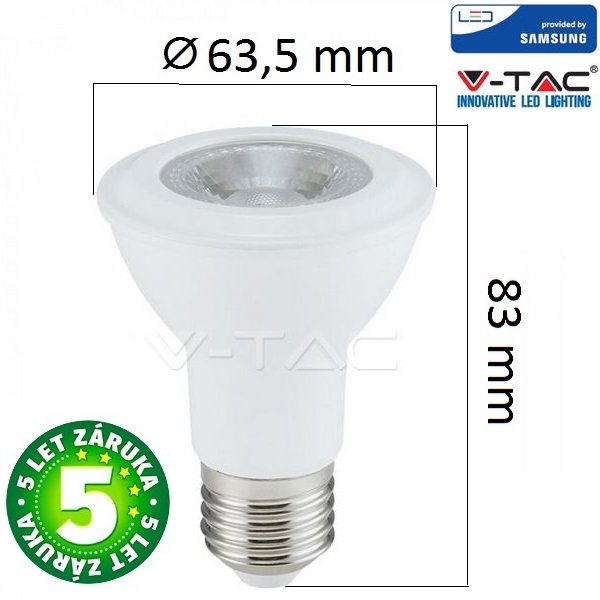 Prémiová LED žárovka E27 SAMSUNG čipy 7W 495lm, studená, 5 let- DOPRODEJ, POSLEDNÍ KUSY!