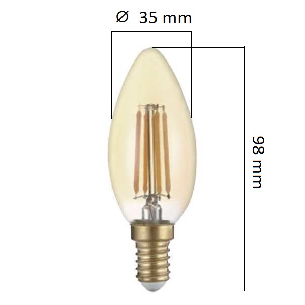 Retro LED žárovka  E14 4W 400lm extra teplá, filament, ekvivalent  27W