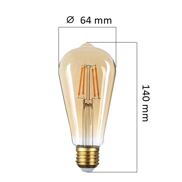 Retro LED žárovka E27 4W 400lm extra teplá, filament,  ekvivalent 27W
