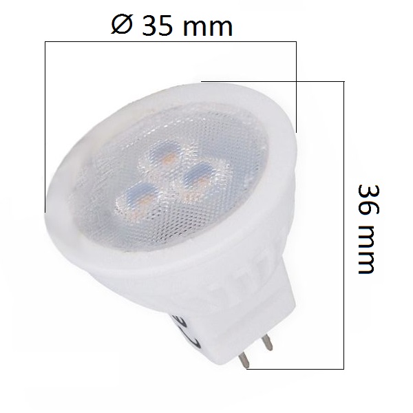 LED žárovka MR11 3W 255lm 3,5cm 12V teplá, ekvivalent 25W