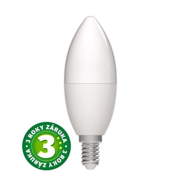 Prémiová LED žárovka svíčka E14 4,5W 470lm teplá, ekv. 40W, 3 roky