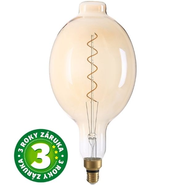 Stmívatelná prémiová retro MAXI LED žárovka E27 8W 500lm EXTRA TEPLÁ,  filament,  3 roky