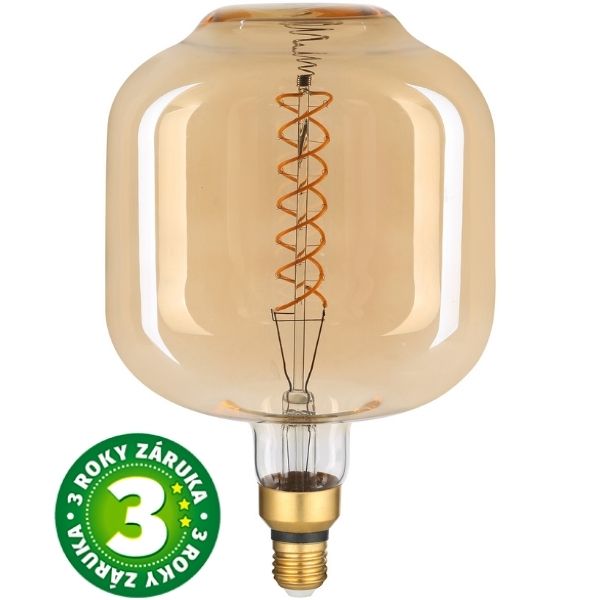 Stmívatelná prémiová  retro MAXI LED žárovka E27 8W 500lm, EXTRA  TEPLÁ, filament, 3 roky