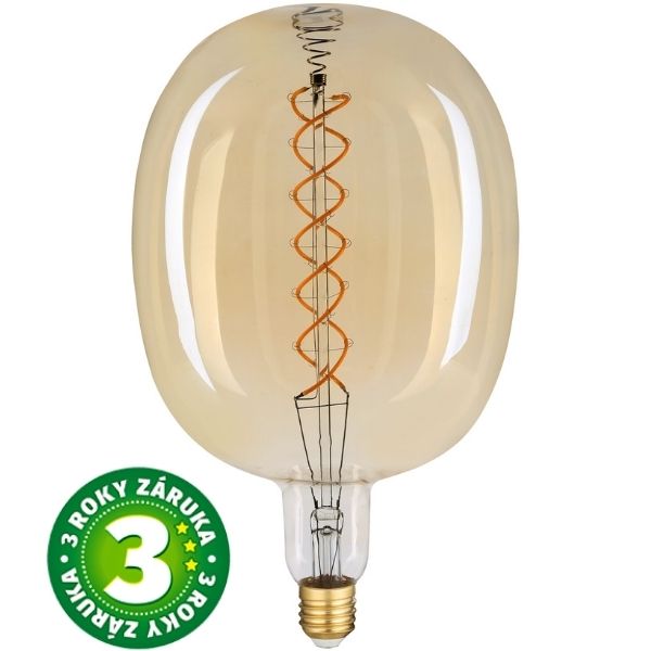 Stmívatelná  prémiová  retro MAXI LED žárovka E27 8W 500lm, EXTRA TEPLÁ, filament,  3 roky