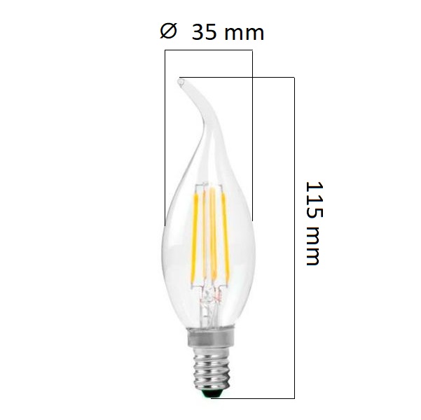 Retro  LED žárovka E14 4W 320lm, teplá, filament, ekvivalent 32W