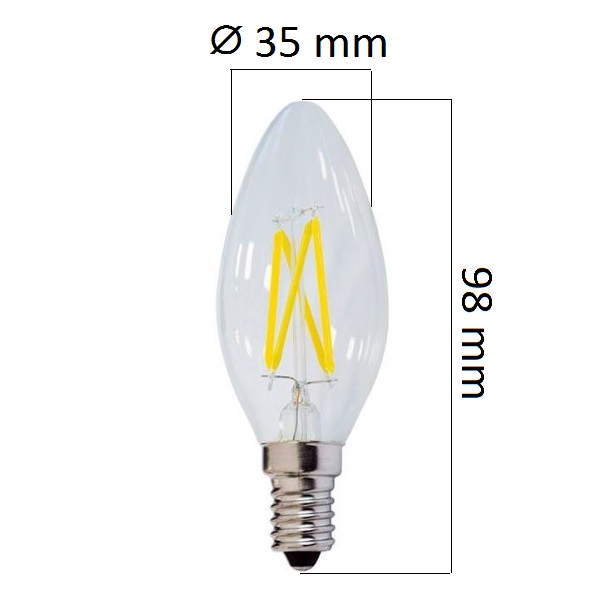 Retro  LED žárovka E14 4W 400lm, teplá, filament, ekvivalent 27W DOPRODEJ