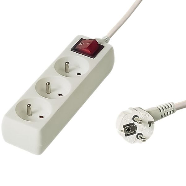 PremiumCord prodlužovací kabel pp3k-05 5m 3 zásuvky vypínač bílý