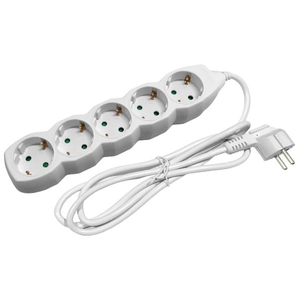 SCHUKO prodlužovací kabel - 5 zásuvek, 3m, bílý