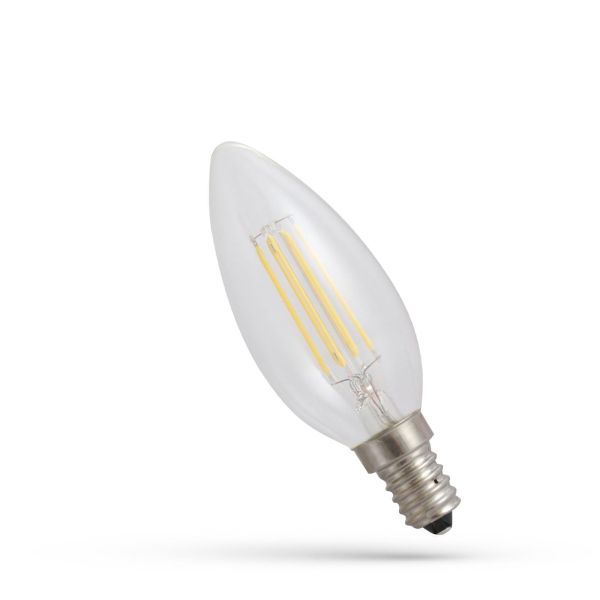 Retro LED žárovka svíčka E14 6W 850lm teplá, filament, ekvivalent 80W
