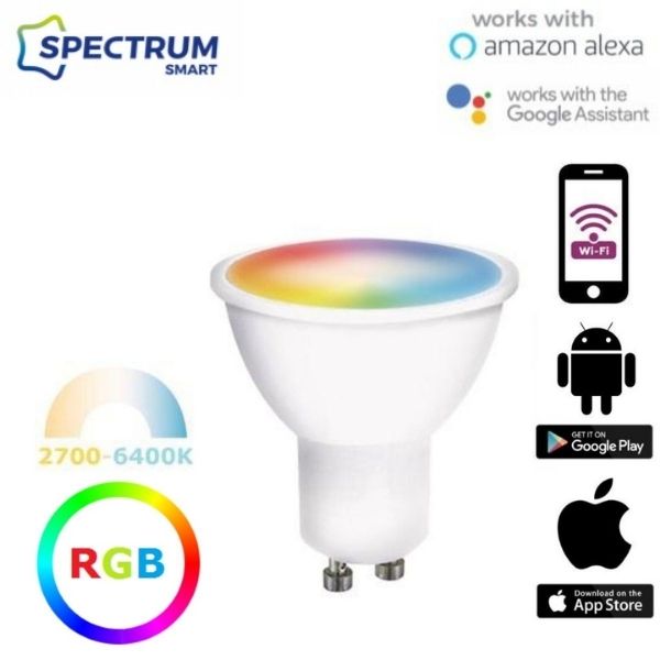 Chytrá LED žárovka  GU10 5W 480lm WIFI RGB + teplá, denní, studená (SMART)