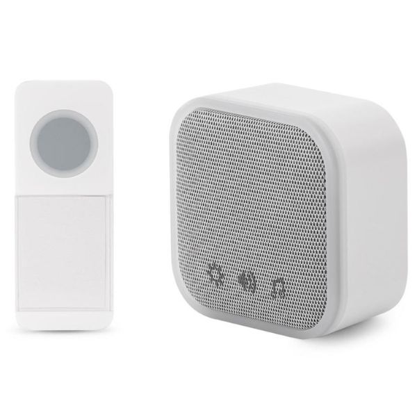 Bezdrátový zvonek na baterie + tlačítko, bílý