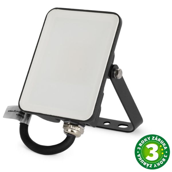 Prémiový bezrámový LED reflektor černý, 10W, 900lm, denní barva světla, 3 roky záruka