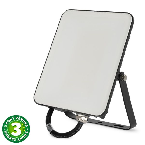 Prémiový bezrámový LED reflektor černý, 50W, 4500lm, denní barva světla, 3 roky záruka