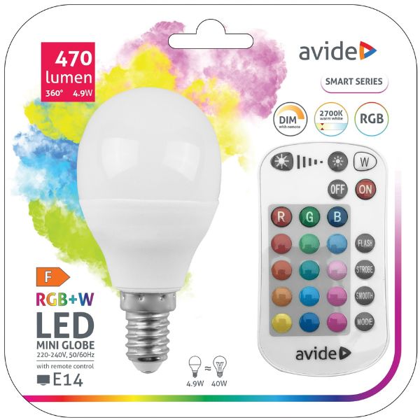Chytrá LED žárovka  E14 4,9W RGB+W, stmívatelná, s dálkovým ovládáním, ekv. 40W, 3 roky
