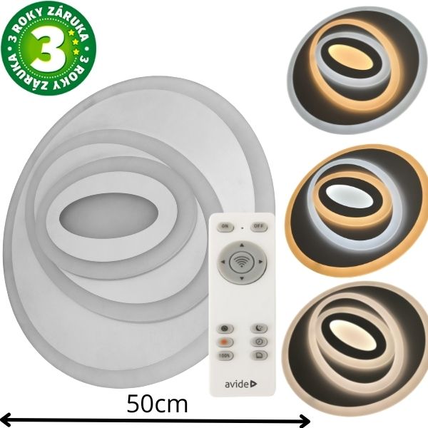 Designové led stropní svítidlo Avide Olive XL 50cm 70W 5470lm CCT dálkové ovládání 3 roky