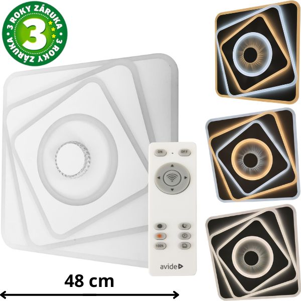 Designové led stropní svítidlo Avide Ewa 48cm 100W 8250lm CCT dálkové ovládání 3 roky