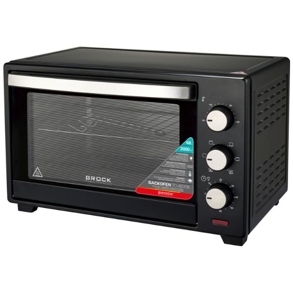 Elektrická horkovzdušná trouba Brock 48l, 2000W, černá, samostatná, horní a spodní ohřev