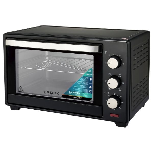 Elektrická horkovzdušná trouba Brock 60l, 2200W, černá, samostatná, horní a spodní ohřev