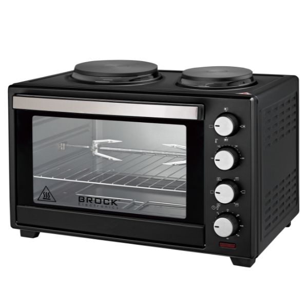 Elektrická trouba Brock 60l s grilem a  dvouplotýnkovým vařičem, 3600W, vzhledová vada