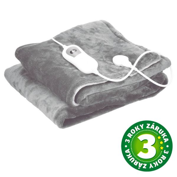 Elektrická vyhřívaná deka Väline 160x120cm, 120W, 3 úrovně teploty, šedá, 3 roky záruka