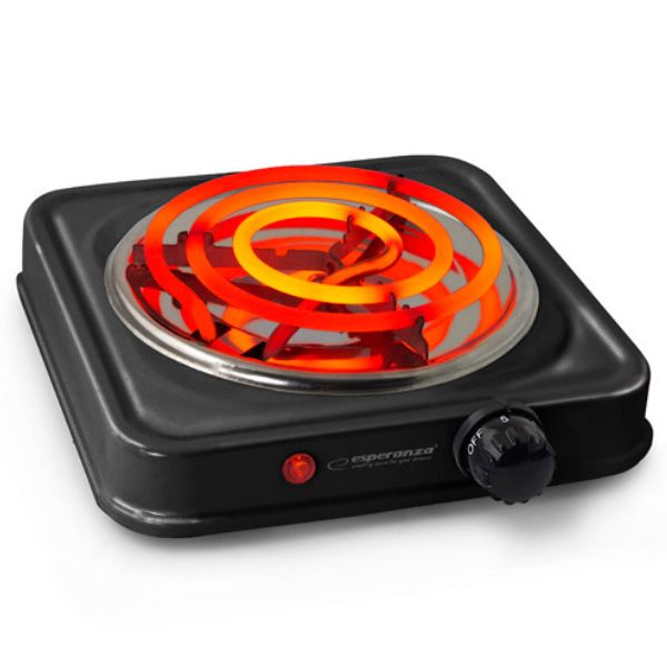 Elektrický vařič s 1 spirálovou plotýnkou 14cm 1000W, černý