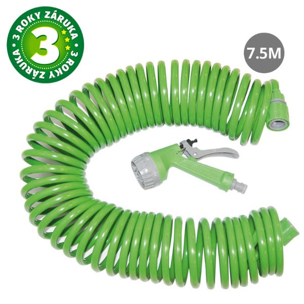 Zahradní hadice Navelis 7,5m sprirálová, s pistolí, 7 funkcí kropení, 3 roky záruka