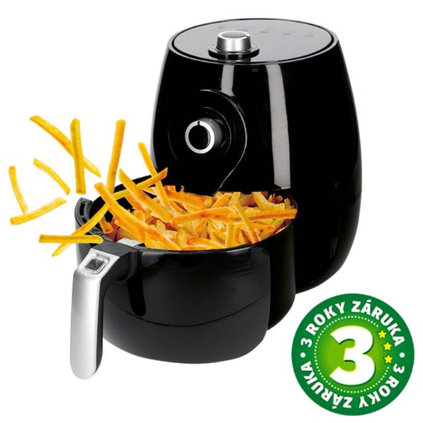 Horkovzdušná fritéza Naria 5l 1450W,nastavení teploty a času, černá, 3 roky záruka