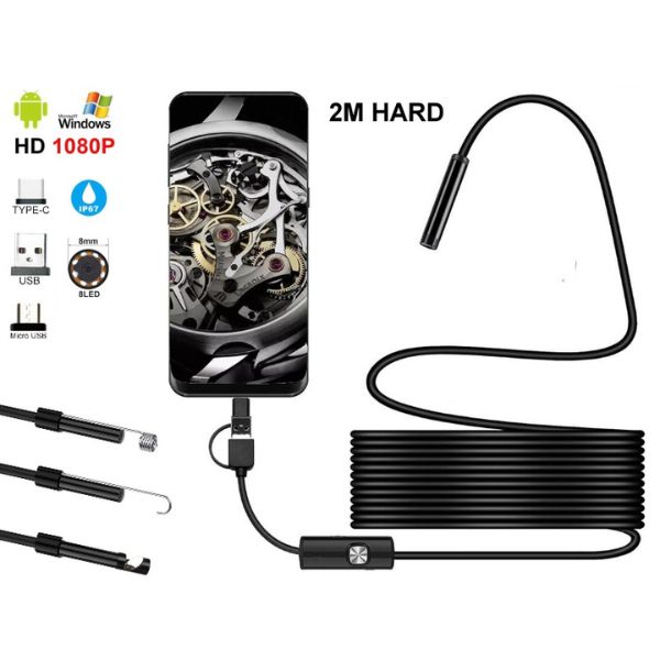 Inspekční kamera VX 820 HD, 1080P full HD, 2m, pevný kabel, Windows, Android, 3 nástavce
