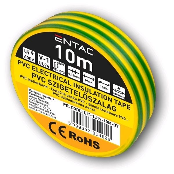 Izolační páska PVC  19mm / 10m žlutozelená